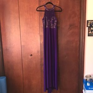 Purple Halter top floor length dress
